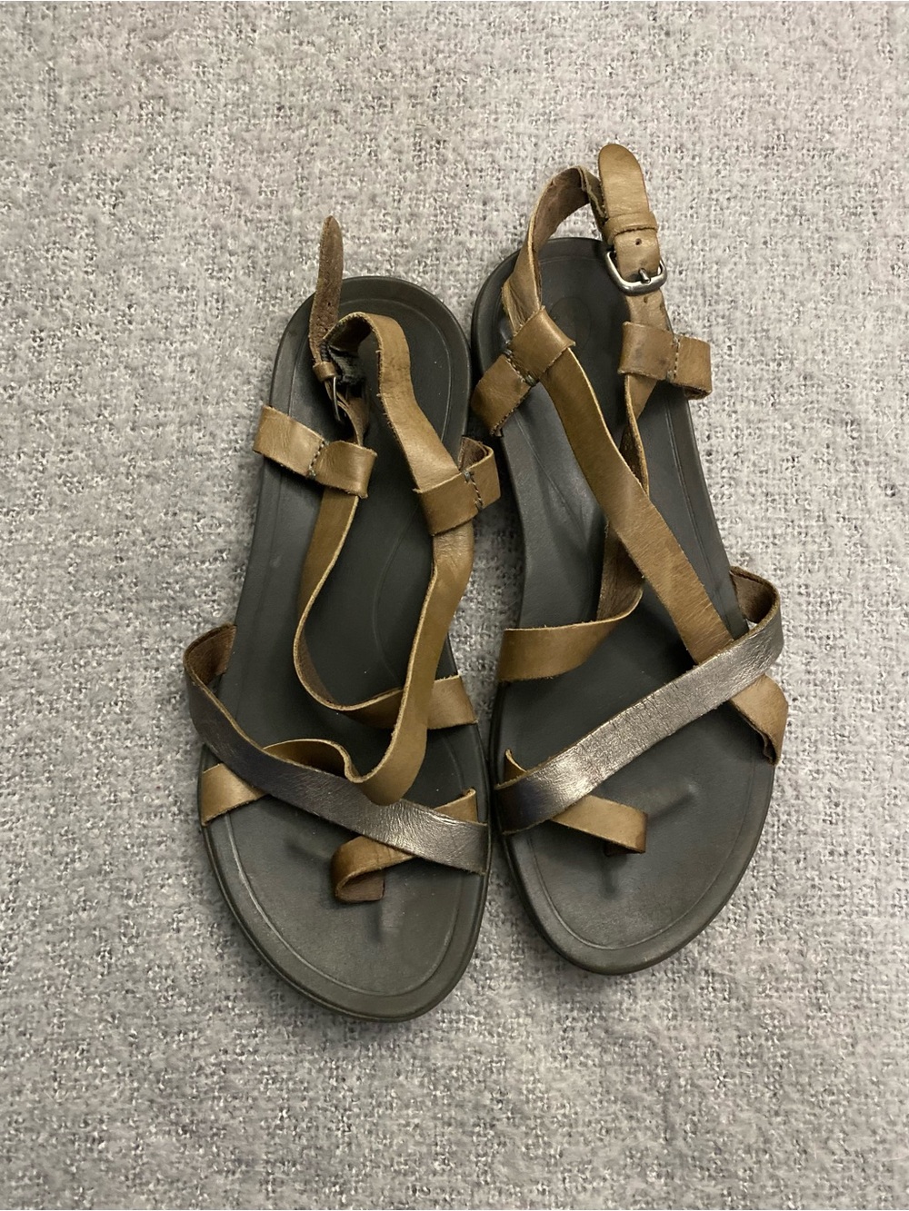 OluKai Brown and Metallic Bronze Strappy Women's Sandals